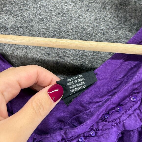 Shiva Fashions Blouse Women One Size Blue Colorblock Sleeveless V-Neck Sequin - Picture 4 of 5